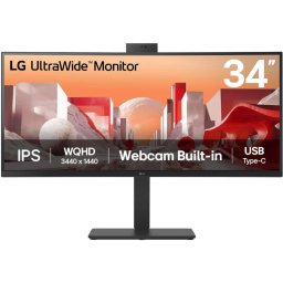Monitor LED LG UltraWide Curbat 34BA85QE-B, Diagonala 34", Rezolutie UWQHD 3440x1440, IPS, 5 ms, 60 Hz, 1000:1, Webcam, Negru