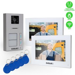 Interfon video EVOLVEO DoorPhone AP2-2, cu fir pentru doua apartamente cu aplicatie, Alb