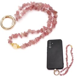 Breloc Telefon Cuart Capsuni 44 cm – Iubire Bucurie si Protectie Emotionala – cu Agatator Metalic