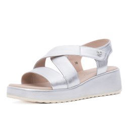 Sandale dama din piele naturala, Caprice, 9-28305-44 920 SILVER METAL, argintiu