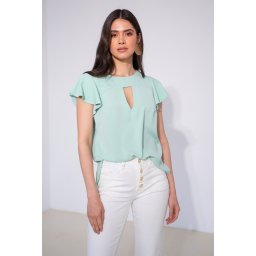 Bluza din sifon cu guler barcuta si decolteu in "V" KENDRA, Hermosa, vernil