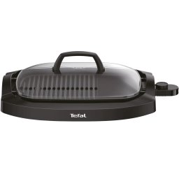 Gratar electric Tefal Health Multi Grill CB6A0830, 2000 W, termostat 5 nivele, suprafata antiaderenta, capac sticla, negru