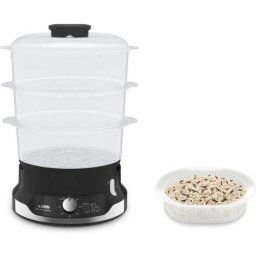 Aparat de gatit la aburi Tefal UltraCompact VC204810, 800 W, capacitate 9 L, timer 60 minute, recipient orez 1L, indicator nivel apa, Negru