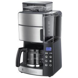 Cafetiera Russell Hobbs Grind & Brew 25610-56, 1000 W, 1.25 l, 250 g, Rasnita ajustabila, Selector aroma, Inox/Negru