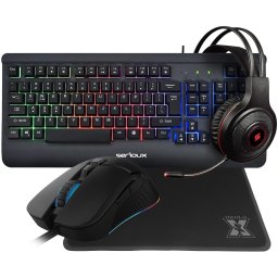 Kit Gaming Serioux Kayel 4 in 1, Tastatura, Mouse, Casti, Mousepad