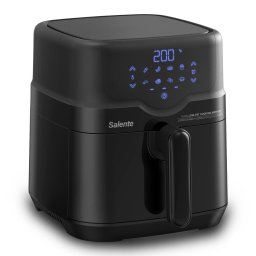 Friteuza cu aer comprimat Salente HotAir, 1500 W, 2 in 1, 4,3 l, Prajire si gratar, 8 programe presetate, Negru