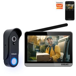 Kit de interfon video fara fir EVOLVEO DoorPhone W7, pentru acasa cu monitor WiFi, negru argintiu