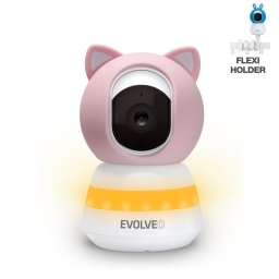 Monitor pentru copii EVOLVEO Baby Monitor LUX – Smart 360°, Monitor video inteligent pentru copii cu Night Vision, Miscare, plans, temperatura, umiditate, roz