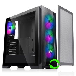 Set 2 panouri frontalle EVOLVEO Ptero Q2+, pentru carcasa PC ATX, sticla/grila, 4x ventilatoare