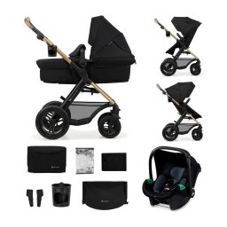 Cărucior de copii combinat 3 în 1 KINDERKRAFT MOOV 2 AIR Pure black + scaun auto MINK PRO