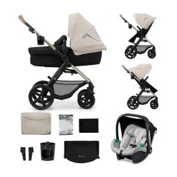 Cărucior de copii combinat 3 în 1 KINDERKRAFT MOOV 2 Moonlight grey + scaun auto MINK PRO