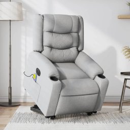 Fotoliu electric masaj rabatabil cu ridicare, gri închis textil GartenMobel Dekor