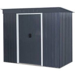 Casuta/magazie/sopron de gradina pentru depozitare unelte, cu structura baza inclusa, metal, gri antracit, 217x110x174 cm, Strend Pro GartenVIP DiyLine