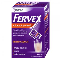 Fervex Raceala si Gripa pentru adulti, 8 plicuri