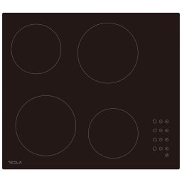 Plita vitroceramica incorporabila Tesla HV6402MB, 6600W, 9 trepte, 4 zone, Temporizator, Blocare copii, Negru