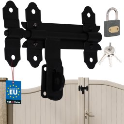 Bolț pentru poartă ușă de garaj portieră oțel negru cu lacăt 150 mm