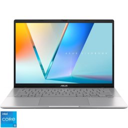 Laptop ASUS Vivobook S14 S3407VA cu procesor Intel Core i5-13420H pana la 4.6GHz, 14'', WUXGA, IPS, 16GB DDR5 RAM, 1TB SSD, Intel UHD Graphics, No OS, Cool Silver