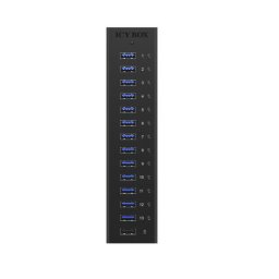 Hub USB Icy Box IB-AC6113, 13x USB 3.0, activ, Plug & Play, Negru