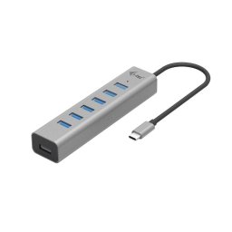 Hub USB i-Tec C31HUBMETAL703, 7 porturi USB 3.2 Gen 1 Type-A, 1 port USB 3.2 Gen 1 Type-C, 5000 Mbit/s, gri, 0,3 m