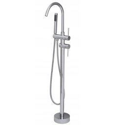 Baterie cada freestanding cu montaj pe podea, set de dus inclus, pipa rotativa, crom