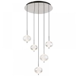 Suspensie Aida 16042-5HC, 33W LED, D57 cm, metal negru mat, acril transparent