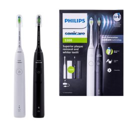 Set 2 Periute de dinti electrice Curatare eficienta,10x15x22cm, Alb / Negru