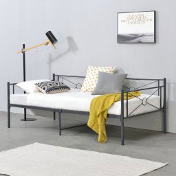 Pat Cadru Metalic Single, Dimensiuni 200x90cm, Culoare Gri Inchis Antracit Mat, Capacitate 200 kg