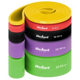 Set de 5 benzi elastice TPE Power REBEL Active RBA-3001-S5, 208 cm, 4-55 kg, Color