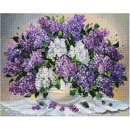 Set goblen cu diamante, cu sasiu, Aroma de liliac, 40x50 cm