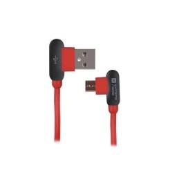 Extreme Media cable microUSB to USB (M), 1m, Angled Left/Right, Red