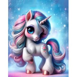 Tablou GM602 Goblen Diamante Patrate, cu rama, 20 x 30 cm, Unicornul fashion