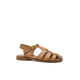Sandale plate Anna Viotti stil gladiator, maro, din piele naturală GOR16246-40 EU