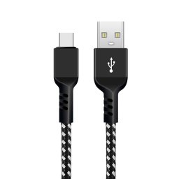 Cablu USB-C, care acceptă Fast Charge, transfer de date, 2,4 A, 5 V/2,4 A, negru, 1 m lungime, MCE471