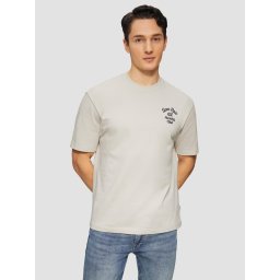 s.Oliver Tricou barbati cu decolteu la baza gatului, Regular fit, din jerse de bumbac, Crem (SELECTATI MARIMEA: 2XL)