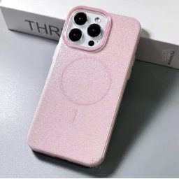 Husa iPhone 15 6.1 Plastic Magsafe Sclipici Roz
