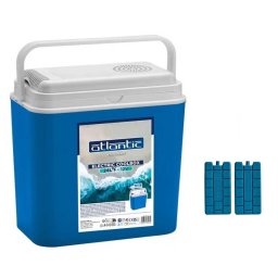 Lada frigorifica 24L Atlantic, alimentare 12V auto, Albastra, cu 2 pastile de racire incluse