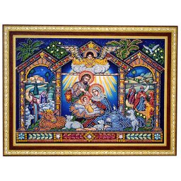 Tablou cu Diamante R8064 Nasterea Domnului, cu Umplere partiala, cu rama, 30x40 cm