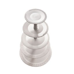 Suport Tort Bufet 5 Etaje, Plastic Alb, O 40-35-30-25-20 x H 70 cm