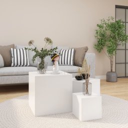 Masute laterale, 3 buc., alb, PAL GartenMobel Dekor