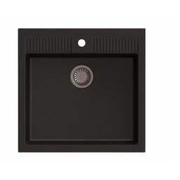 Chiuveta bucatarie din granit, o cuva fara picurator, 620 x 600, negru