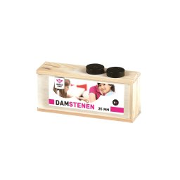 Piese dame 35 mm in cutie din lemn de frasin