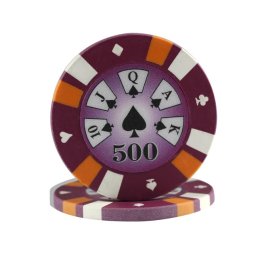 Chips 3-color clay 13.5gr valoare 500 Purple (set 25 buc)