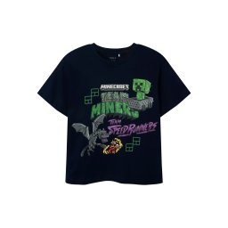 NAME IT Tricou 'NKMJahi Minecraft' albastru marin / gri / verde / alb