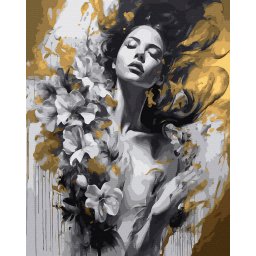 Set pictura pe numere, cu sasiu, Levitatie - culori aurii, 40x50 cm