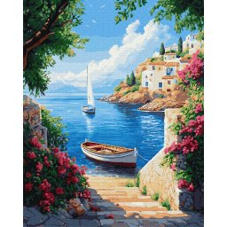 Set pictura pe numere, cu sasiu, Vacanta in Grecia, 40x50 cm