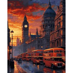 Set pictura pe numere, cu sasiu, Londra la apus, 40x50 cm