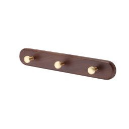 Cuier perete model TAPIO, 3 5 carlige, finisaj nuc/auriu mat (Numar cârlige: 5 cârlige)