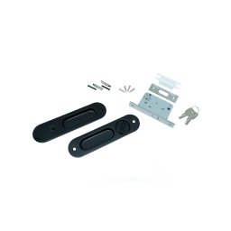 Set maner si broasca pentru usi glisante, model CLIFDEN, finisaj negru