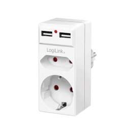 PRIZA LOGILINK, Schuko x 1, Euro Socket x 1, USB x 2 5 V/2.1 A, max. 10.5 W, 230 V/16 A, 50 Hz, max. 3680 W, IP20, LED activate, alb PA0276 (include TV 0.18lei)