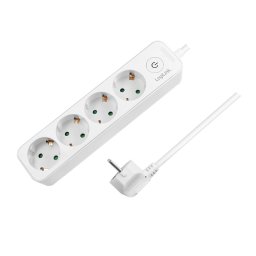 PRELUNGITOR LOGILINK, Schuko x 4, cablu 3G 1.5mm2, 230 V/16 A, 50 Hz, max. 3600 W, buton intrerupator iluminat, IP20, 1.5m, alb LPS245 (include TV 0.80lei)